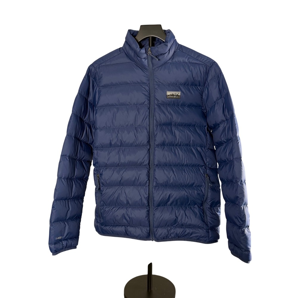 Eddie Bauer Mens CirrusLite 650 Down Puffer Jacket Blue Small Full Zip Lightweig